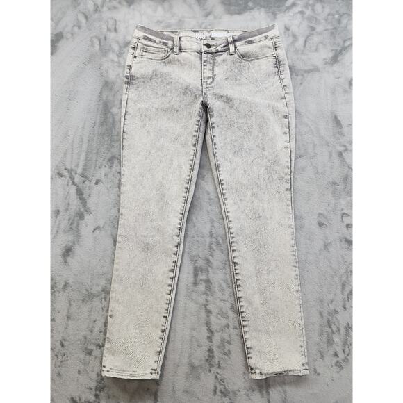 DKNY Jeans Mid Rise Jeggings Size 8 Gray Subtle Snakeskin Print Stretch Denim - Picture 1 of 16